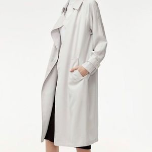 Babaton Lawson trench in light powder blue. Size XS. Like new condition.